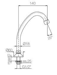 PB Pedal Line kran med krom pip för montering på diskbänk eller handfatsbänk 1208969771