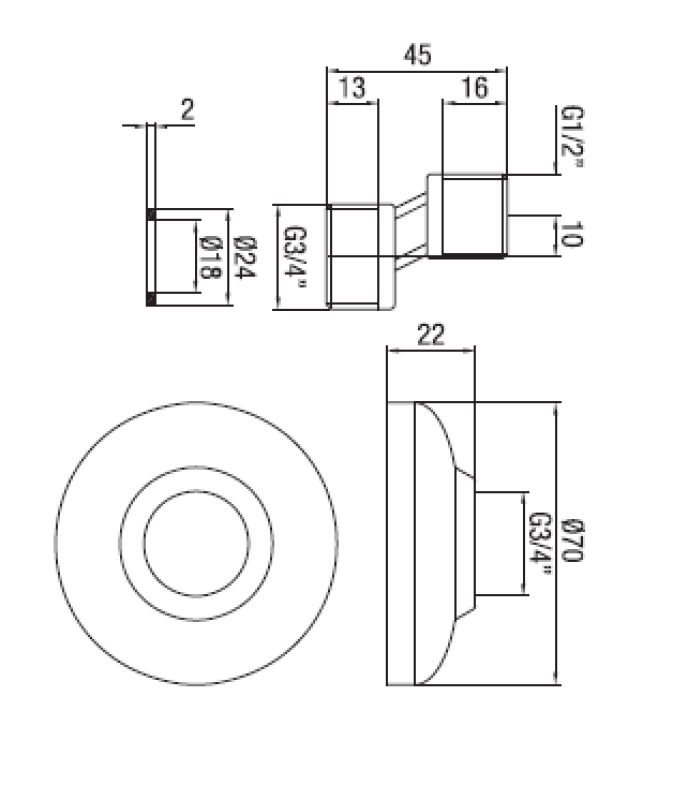 PB S-koppling Rostfritt stål 10mm Klassisk Excentrisk 1/2” x 3/4” 1208969849