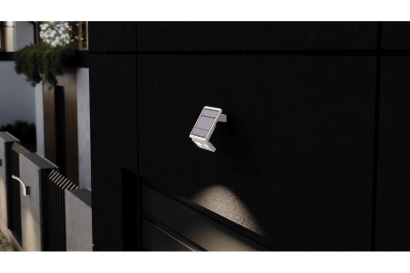 Solbelysningsarmatur med rörelse- och skymningsdetektor DAVOS, LED, 1000lm, 4000K, 2000mAh, IP54, vit