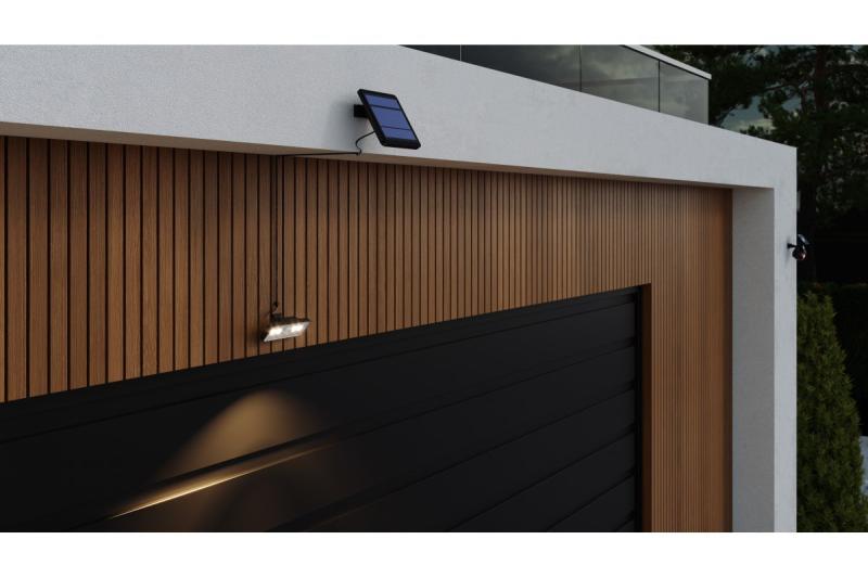 Sol-ljusarmatur med rörelse- och skymningsensor DAVOS, LED, 1000lm, 4000K, 2000mAh, IP54, svart