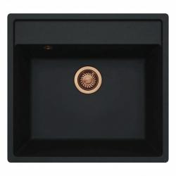 GraniteMy Bremen Granit Diskbänk 53x50 cm Svart - Överbyggnad, Underbyggnad och Infälld med Kranhålsbänk och Kopparplugg 1208969970