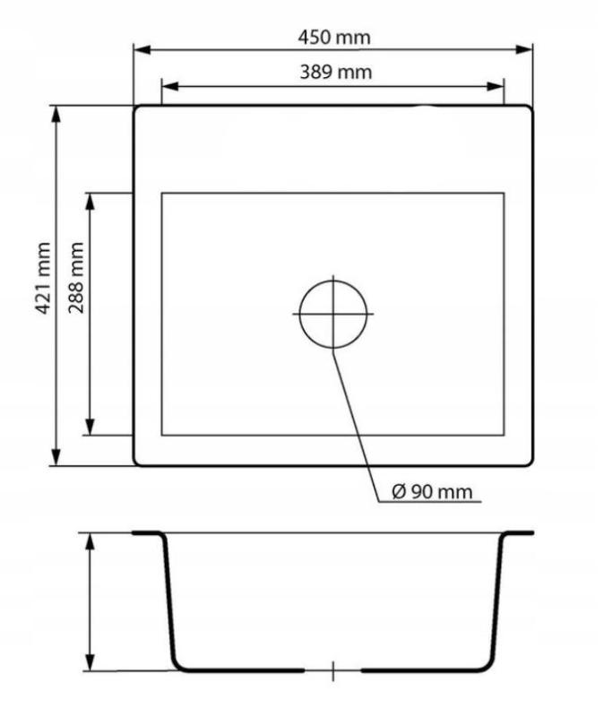 Graniteland Nera Granitho Vask 45x42 cm Svart Ovanpåliggande med Kranhålshylla och Rostfri Propp 1208969985
