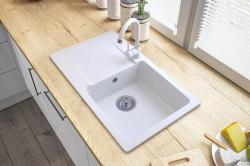 Graniteland Liri Granit Vit diskbänk med avrinningsområde 765x448 mm 1208969990