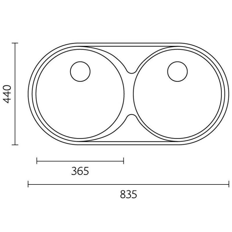 Banka Andalucia RVS Dubbel Diskbänk 835 x 440 cm Underbyggnad 1208970051