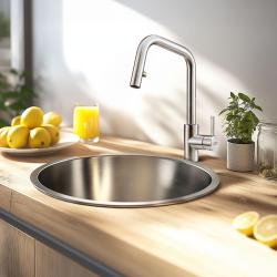 Banka R18380 Rostfritt Stål Rund Diskho 45 cm Inbyggnad 1208970055