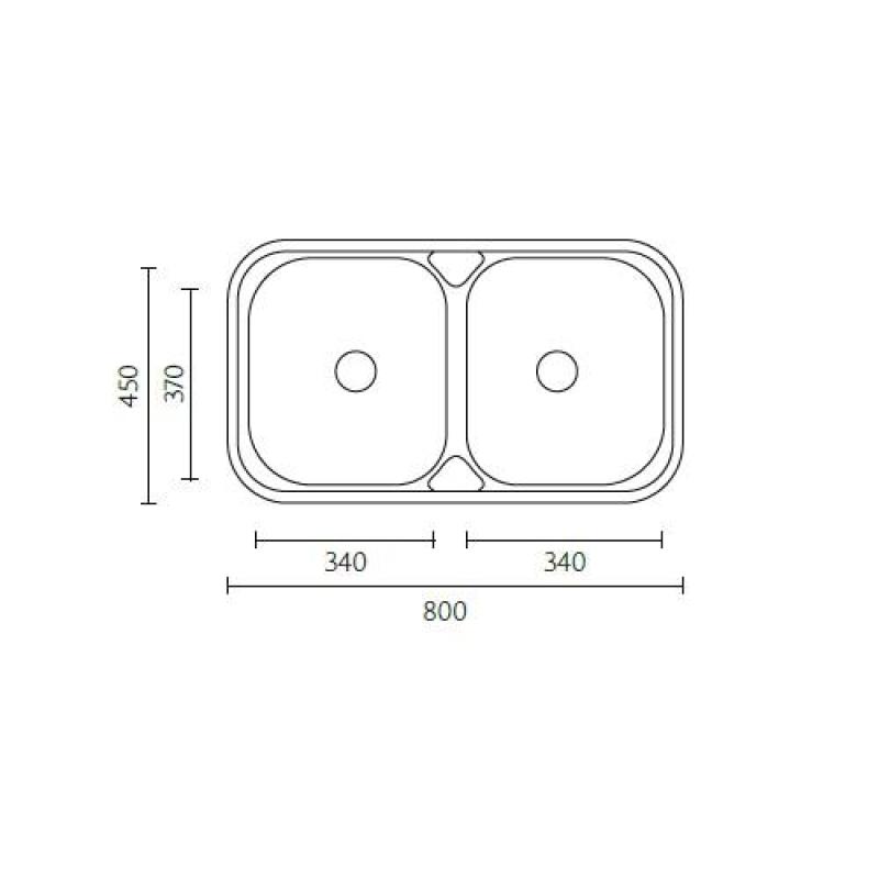 Halifax RVS diskbänk med dubbla hoar ovanpå 80x45 cm 1208970060