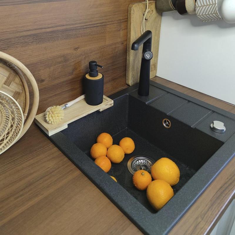 Aquadesign Somerset Granitisk Bänkskiva Diskho Antracit med litet Avtorkningsområde 570 x 495 mm 1208970084