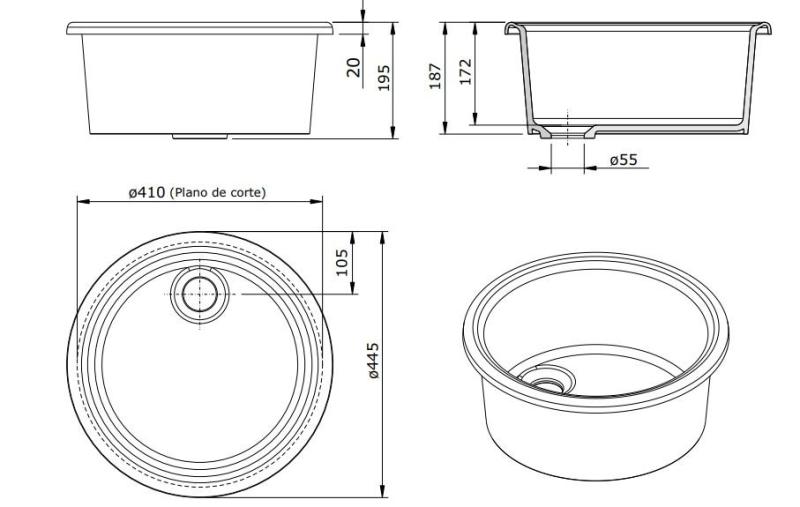 Ausmann Ceramic Brook keramisk vit rund ovanpåliggande tvättställ 1208970092