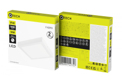 G-TECH FABRO Downlight, LED, 18W, 1800lm, 4000K, AC220-240V, IP40, surface-mounted, square, white