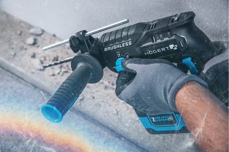 HÖGERT sladdlös borrhammare, borstlös, 18V, med mejsel funktion