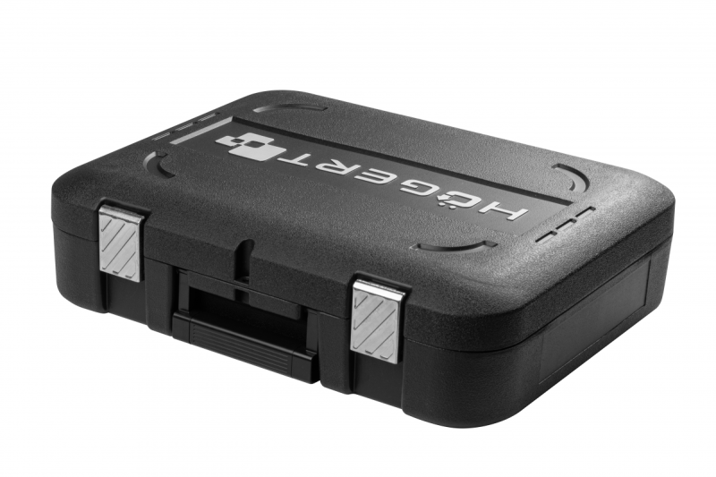 HÖGERT borstelloze accuschroevendraaierset, 18V, med bithållare, bitsmagasin, laddare och batteri.