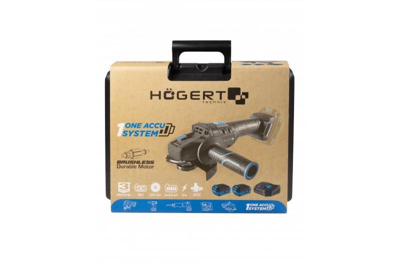 HÖGERT Sladdlös vinkelslip med paddelbrytare, 125MM, 18V, set med batteri, laddare, tillbehör