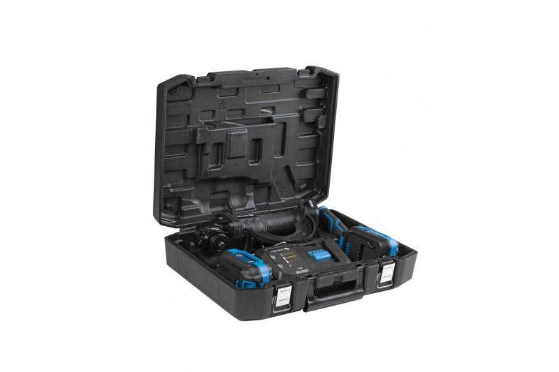 HÖGERT Sladdlös vinkelslip med paddelbrytare, 125MM, 18V, set med batteri, laddare, tillbehör