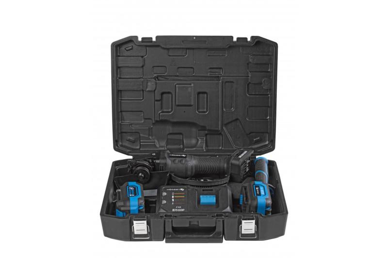 HÖGERT Sladdlös vinkelslip med paddelbrytare, 125MM, 18V, set med batteri, laddare, tillbehör