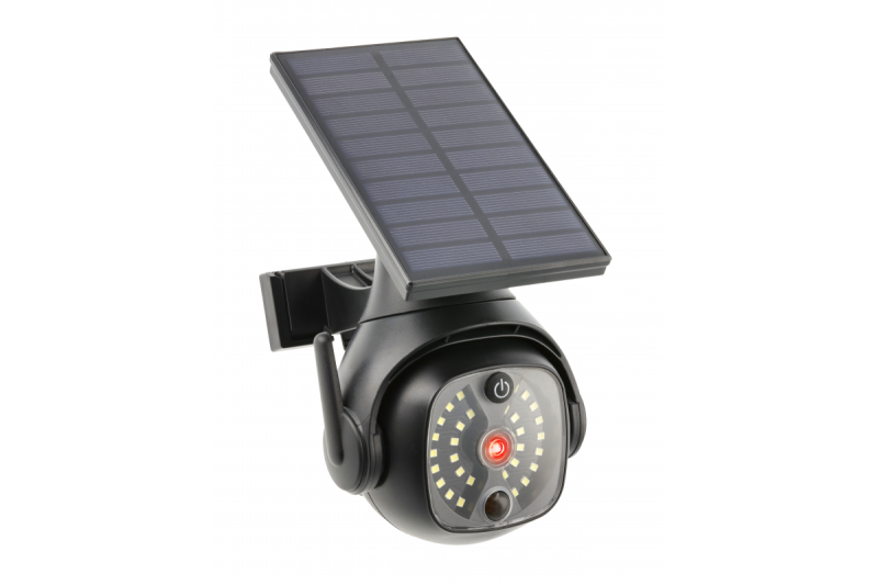 Solflodsljus med rörelse- och skymningssensor GUARDOS, LED, 300lm, 6400K, 1200mAh, IP65, dummykamera