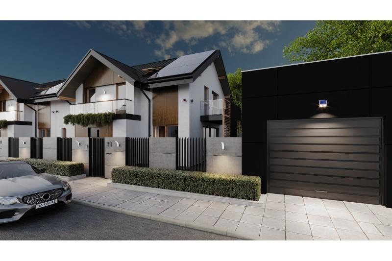 Solflodsljus med rörelse- och skymningssensor GUARDOS, LED, 300lm, 6400K, 1200mAh, IP65, dummykamera