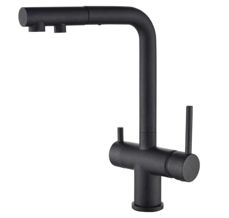 Ausmann Ellington 3-vägs Köksblandare med Utdragbar Pip och Filtrerat Vatten – Antracit - 1208970495