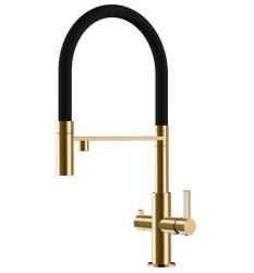 Ausmann Claridge 3-vägs köksblandare med flexibel pip och filtrerat vatten – Guld - 1208970504