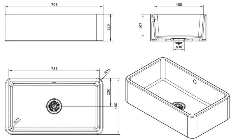 Ausmann Keramik Mira Keramisk Vit Diskho - Undermonterad och Infälld 795 x 460 mm 1208970515