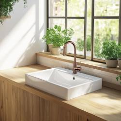 Ausmann Ceramic Frost Keramisk Vit Tvättställ - Ovanpåliggande 660 x 506 mm med kranhål 1208970517