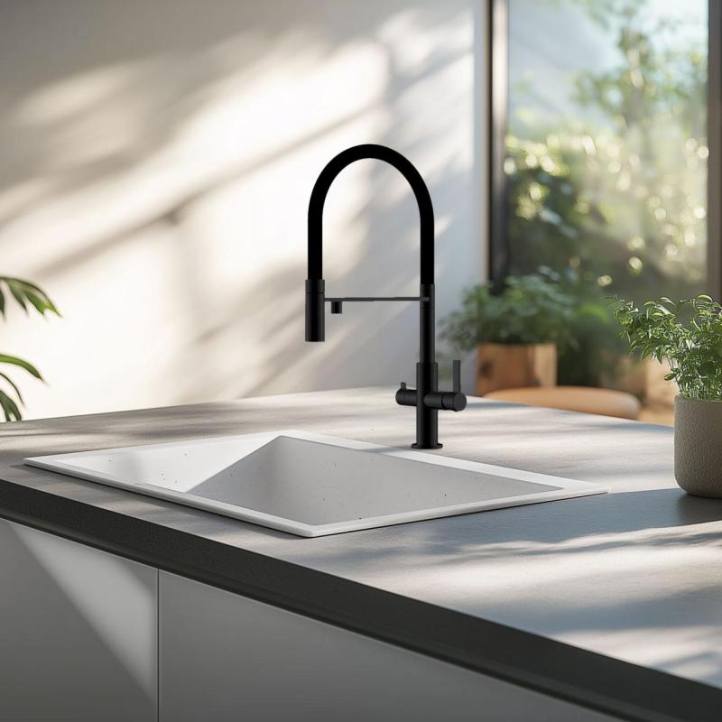 Vit Diskbänk 50x40 cm Underlimmad, Ovanpåliggande och Planlimmad med Vit Propp 1208970531