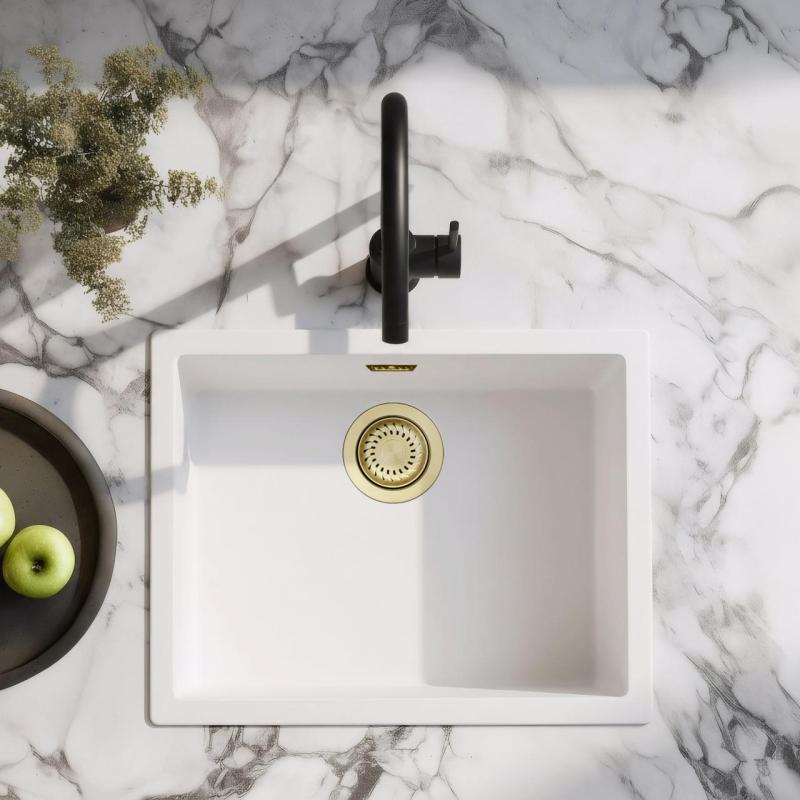 Vit Diskho 50x40 cm Underlimmad, Ovanpåliggande och Planlimmad med Guldpropp 1208970532