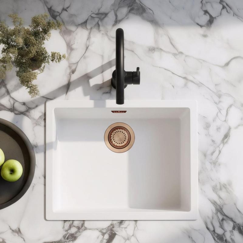 Vit Diskho 50x40 cm Undermontering, Ovanpåliggande och Planlimmad med Kopparplugg 1208970533