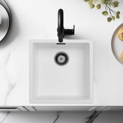Vit Diskho 40x40 cm Undermontering, Ovanpåmontering och Planmontering med Gun Metal Propp 1208970534