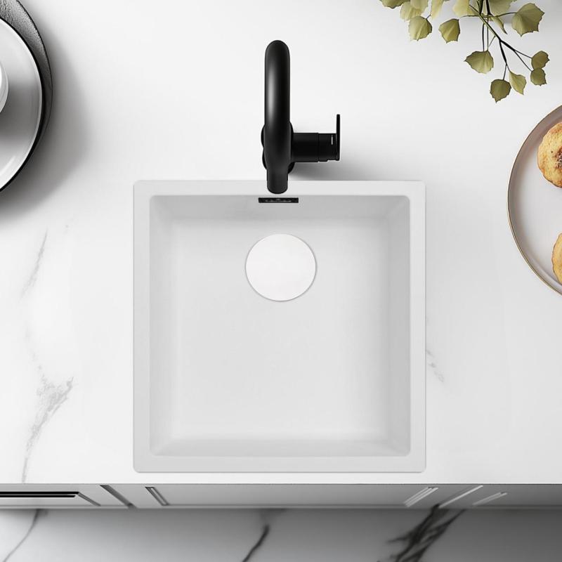 Vit Diskho 40x40 cm Underlimmad, Ovanpåliggande och Planlimmad med Vit Propp 1208970536