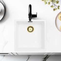 Vit Diskho 40x40 cm Undermonterad, Ovanpåliggande och Planmonterad med Guldpropp 1208970537