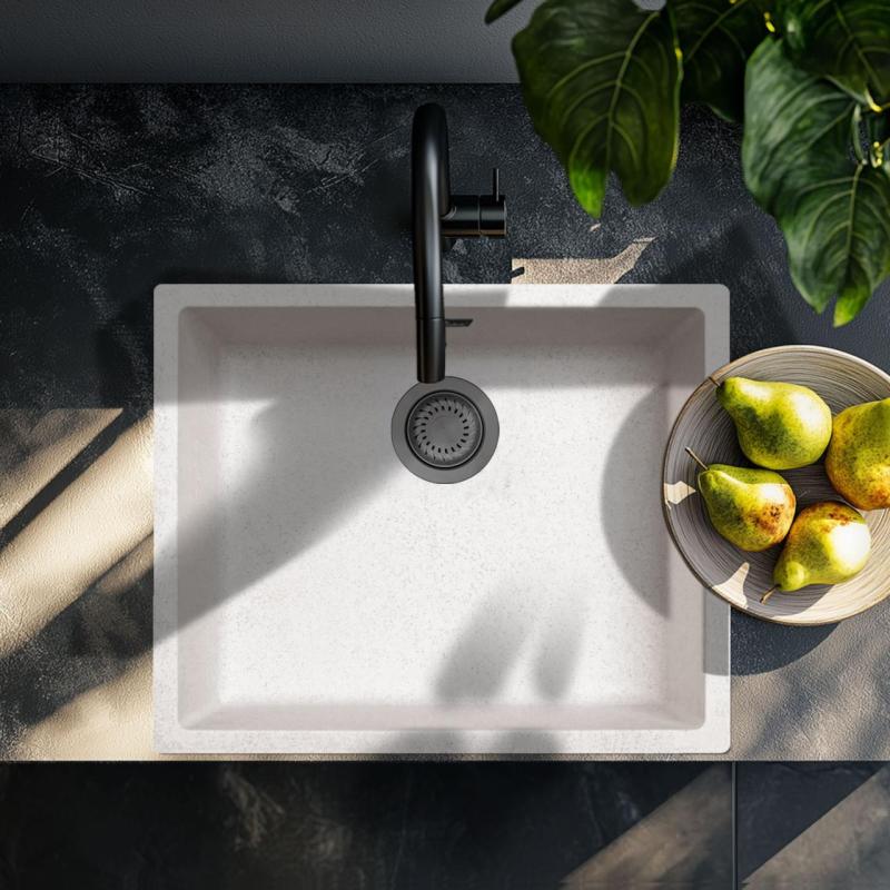 Sand Vit Crème Diskho 50x40 cm Undermonterad, Ovanpå och Infälld med Gun Metal Plugg 1208970544