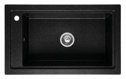 Graniteland Magra Granit svart arduin hårdsten Diskbänk toppmontering 686x427 mm med kranhålsbänk och RVS Plug 1208970615