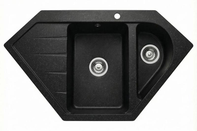 Graniteland Amiata Granit svart Arduin bluestone look Hörnspis 955x489 mm med rostfritt stålplugg 1208970620