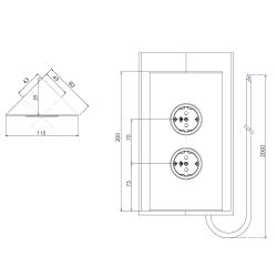 Energipelare med 2 jordade uttag svart 1208970642