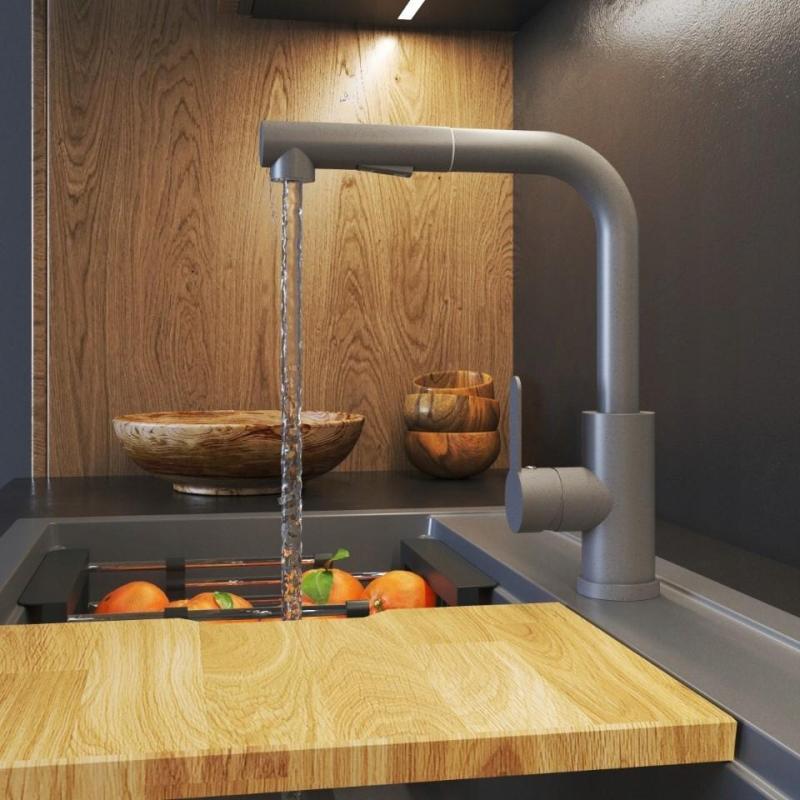 Graniteland Celeste Kökblandare Grå med Utdragbar Pip och Dubbel-Funktion Handdusch 1208970663