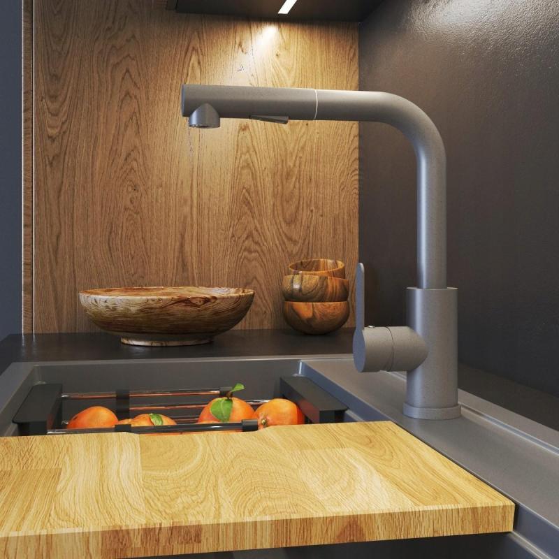 Graniteland Celeste Kökblandare Grå med Utdragbar Pip och Dubbel-Funktion Handdusch 1208970663