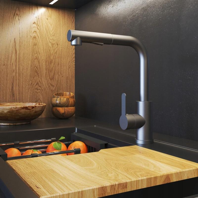 Graniteland Celeste Kökblandare Gun metal med Utdragbar Utlopp och Dubbel-Funktion Handdusch 1208970666