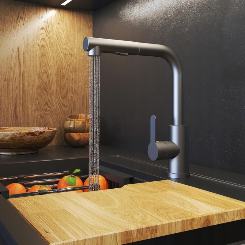 Graniteland Celeste Kökblandare Gun metal med Utdragbar Utlopp och Dubbel-Funktion Handdusch 1208970666