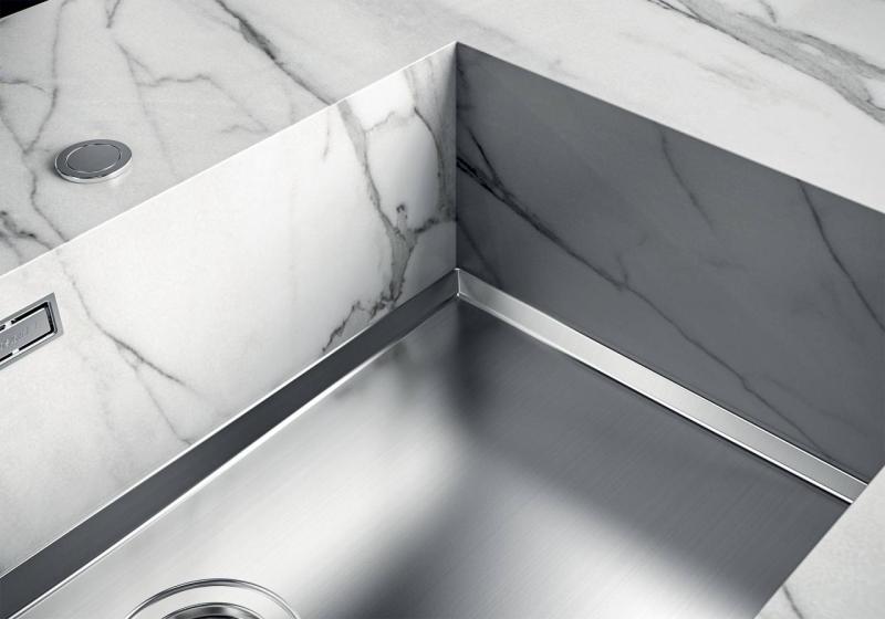 Foster Phantom Base Rostfritt Stål Bottenplatta Bänkskiva Diskho 50x40cm för Inbyggnad i Keramik natursten och Solidsurface tjocklek 12mm 1208970720