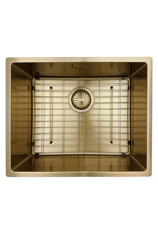 Pure.Sink Prestige Kombinationsset Guld diskbänk 50x40 cm med Guld Kökskran 1208970764