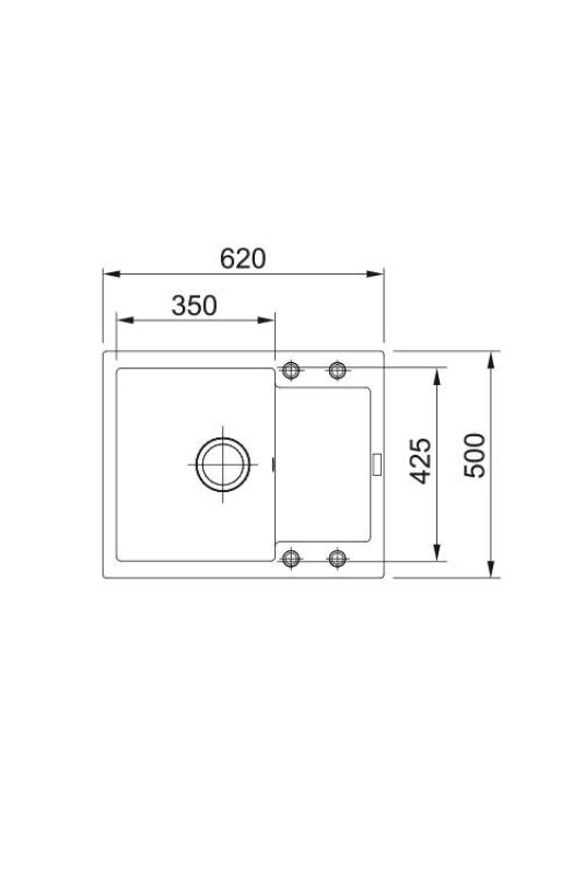 Franke Maris MRG 611-62 Fragranite Matt Svart Diskbänk 62 x 50 cm Påbyggnad med Avrinningsdel 114.0628.964