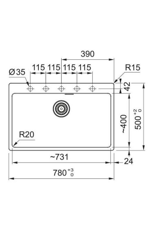 Franke Maris MRG 610-70 TL Fragranite Matt Svart Diskbänk 78 x 50 cm Monterad med Kranhålsbänk 114.0668.727