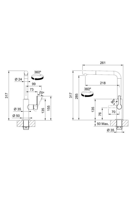 Franke Maris Slim L Kökskran Krom med Utdragbar Pip 115.0728.393