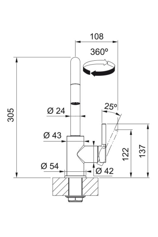 Franke Lina U Kökskran Krom Utdragbar Pip 115.0728.476