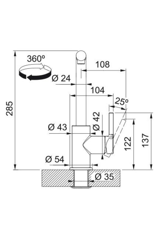Franke Lina L Kökskran Onyx med Utdragbar Pip 115.0728.484