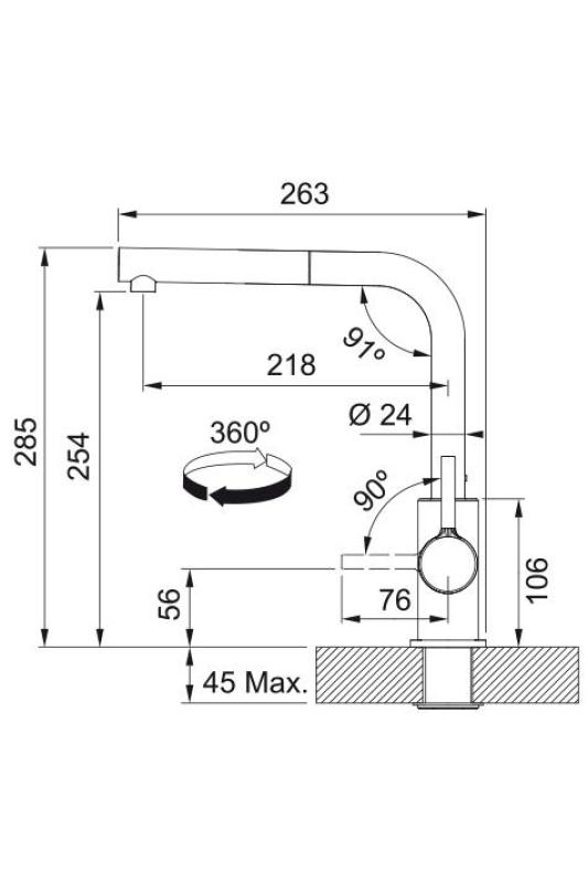 Franke Lina L Kökskran Krom med Utdragbar Pip 115.0712.420