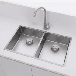 Pure.Sink Prestige Dubbel Rostfritt Stål Diskho 70x40 cm 10mm radie undermontering, planmontering och överbyggnad PPG343440-02