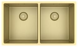 Pure.Sink Prestige Dubbel Guld diskho 70x40 cm 10mm radie undermontering, planmontering och överbyggnad PPG343440-60