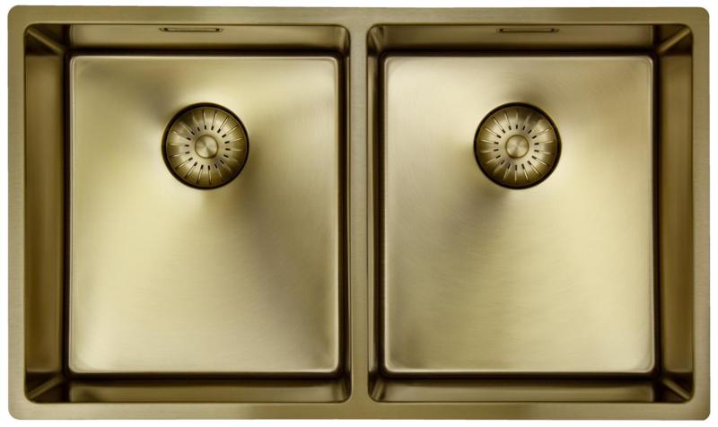 Pure.Sink Prestige Dubbel Guld diskho 70x40 cm 10mm radie undermontering, planmontering och överbyggnad PPG343440-60