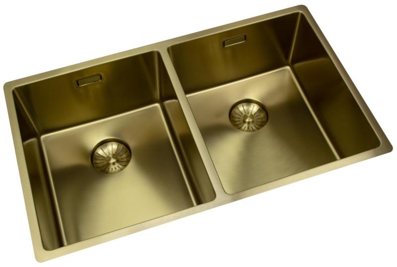 Pure.Sink Prestige Dubbel Guld diskho 70x40 cm 10mm radie undermontering, planmontering och överbyggnad PPG343440-60